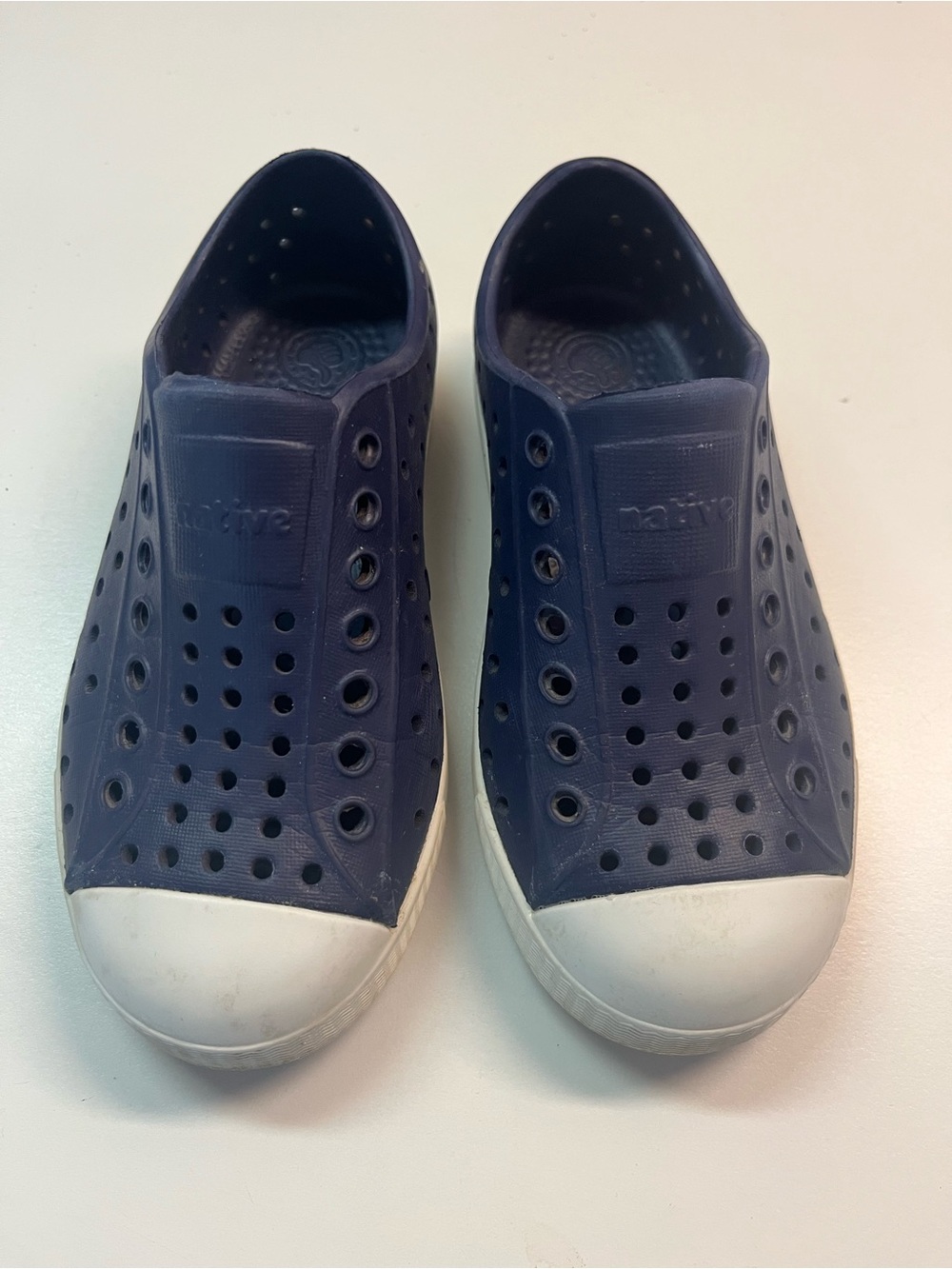 Native Slip-On Sneakers in Navy with White Toe